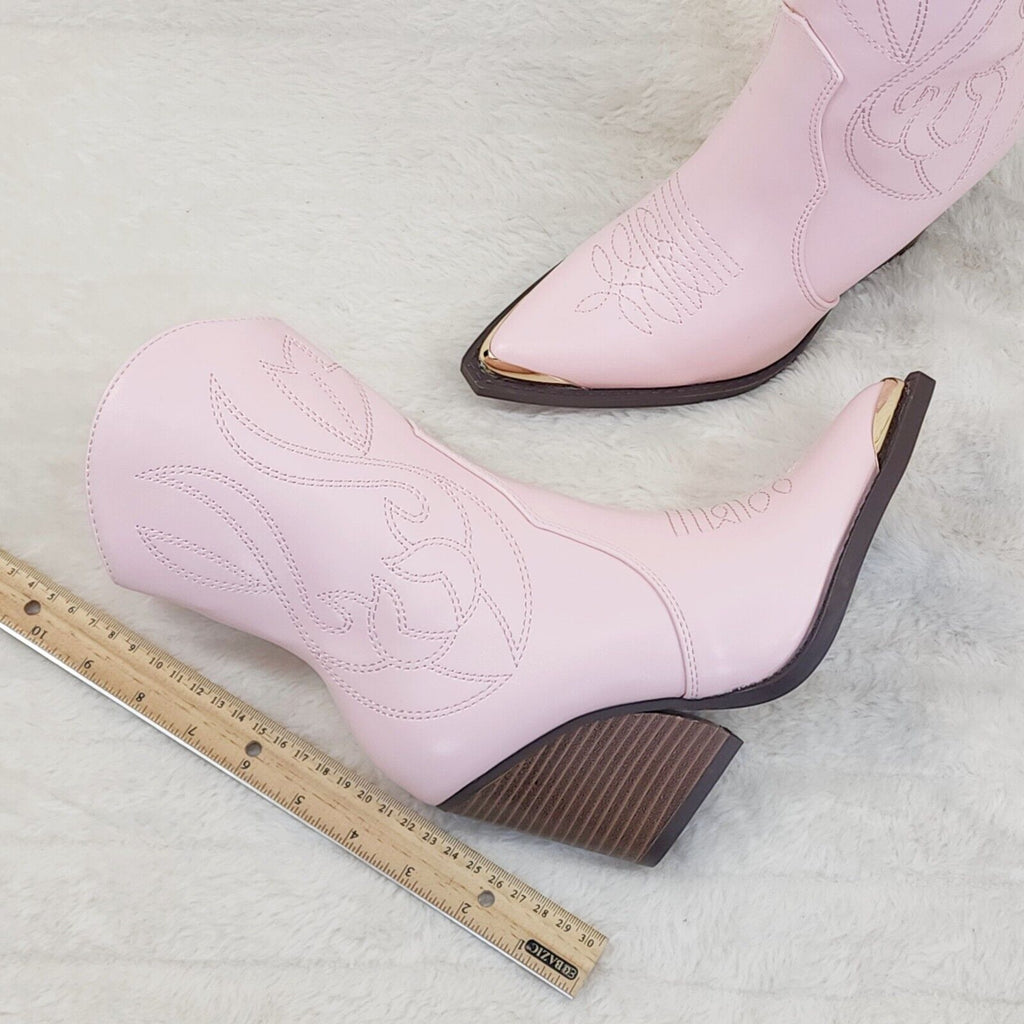 Tallas Pink Cowgirl Cowboy Ankle Boots Western Block Heels US Sizes 7-11 - Totally Wicked Footwear