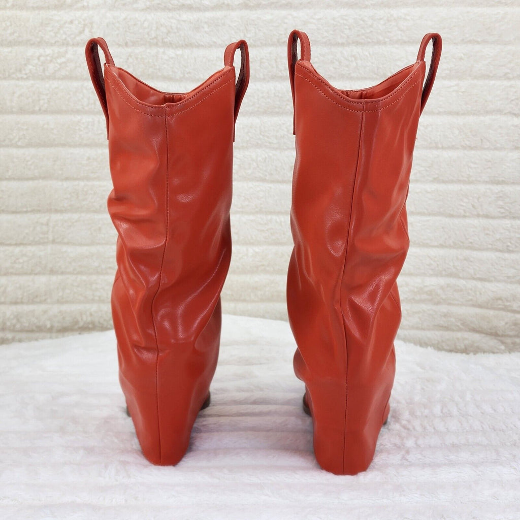 Humbled Orange Skirted Fold Over Western Cowgirl Boots - Totally Wicked Footwear