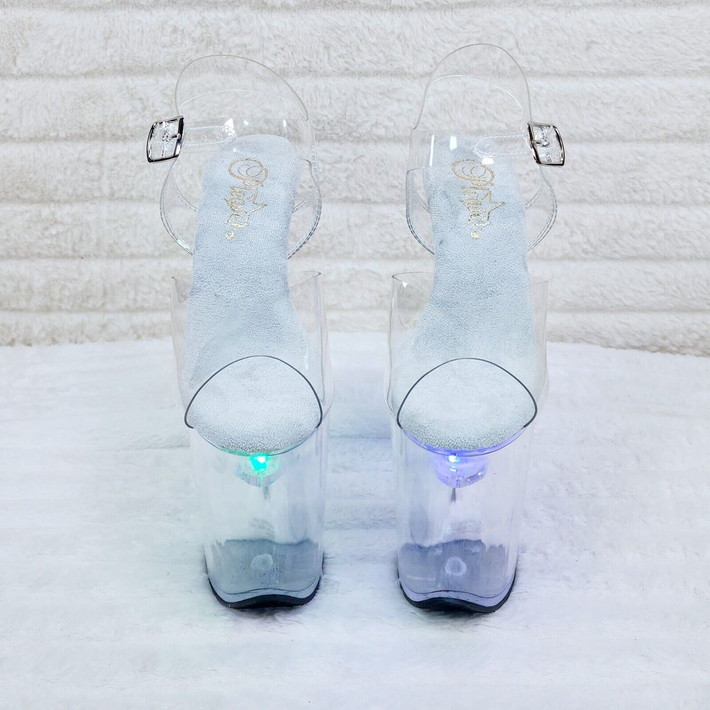 Flash Dance Led Lighted Multi Function Flashdance Clear Platform 8" Heels NY - Totally Wicked Footwear