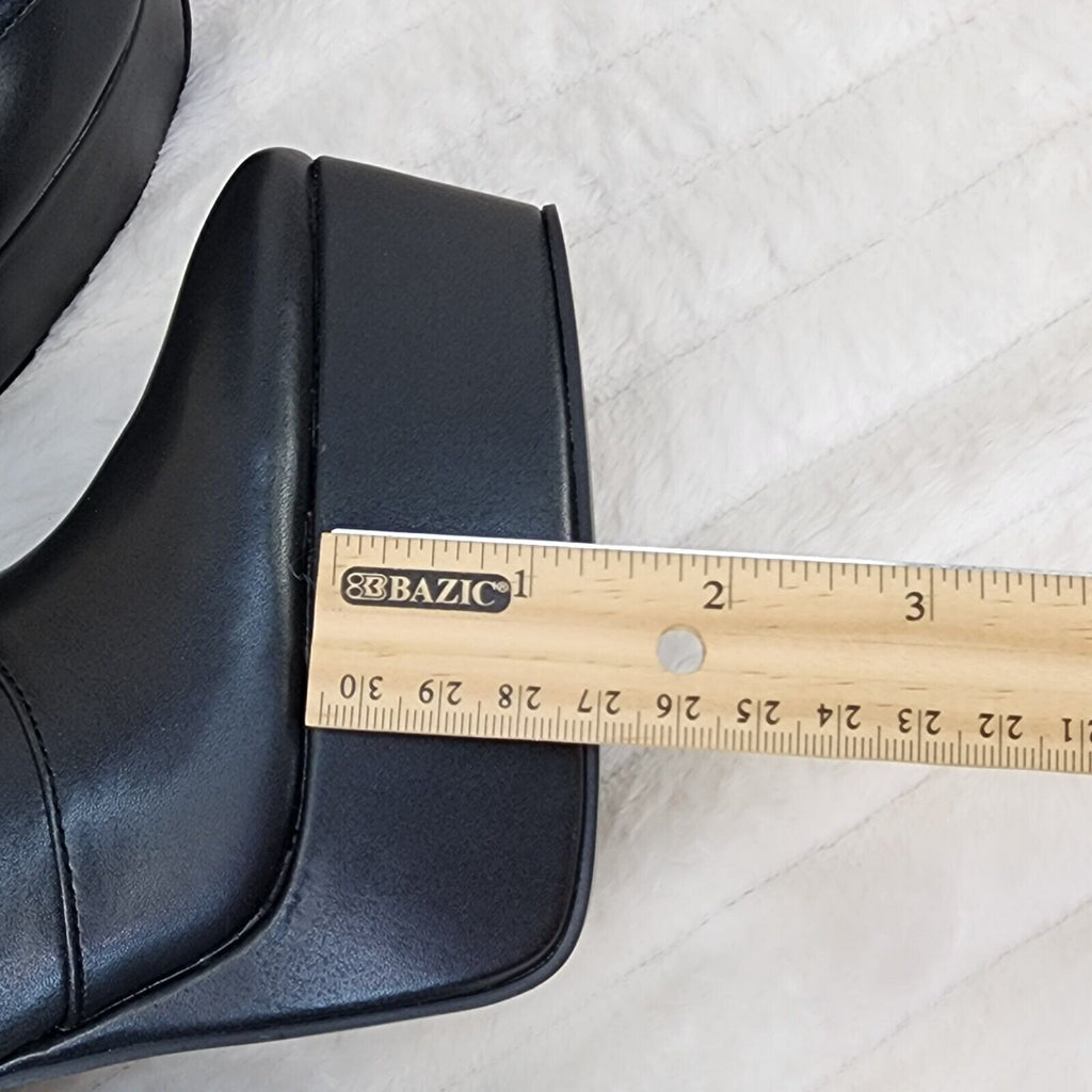 Riches Black Skirted Chunky Heel Pull On Platform Boots - Totally Wicked Footwear