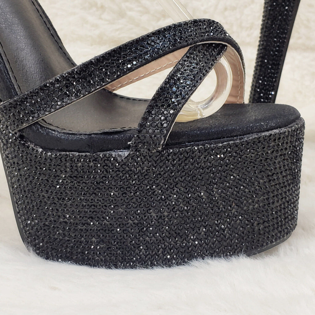 Bejeweled Pioneer Black Sparkling Rhinestone Platform 6.5" Heels Shoes - Totally Wicked Footwear