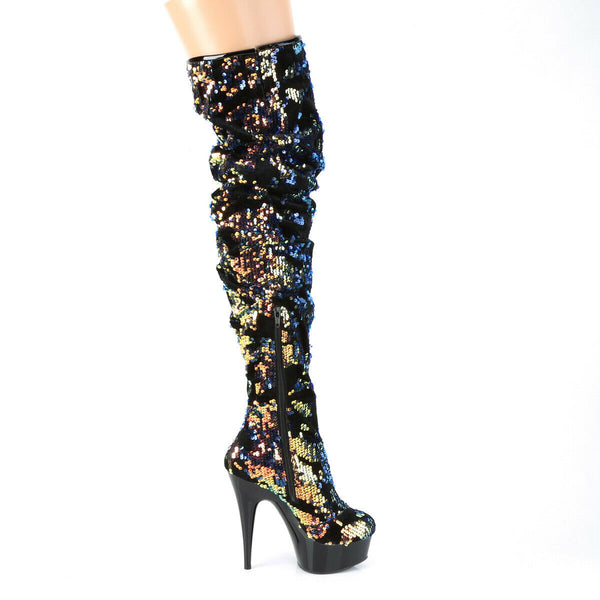 Mermaid sequin store thigh high boots