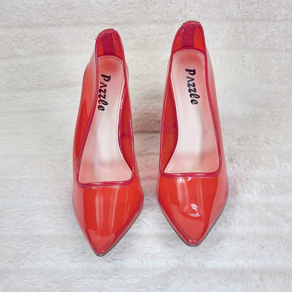 PVC Jelly Translucent High Heel Pointy Toe Stiletto Pumps Shoes Red Baker - Totally Wicked Footwear