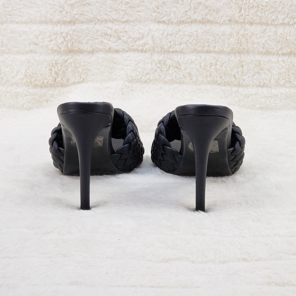 Anson Slip On Black Open Toe High Heel Clogs Mules Slides - Totally Wicked Footwear