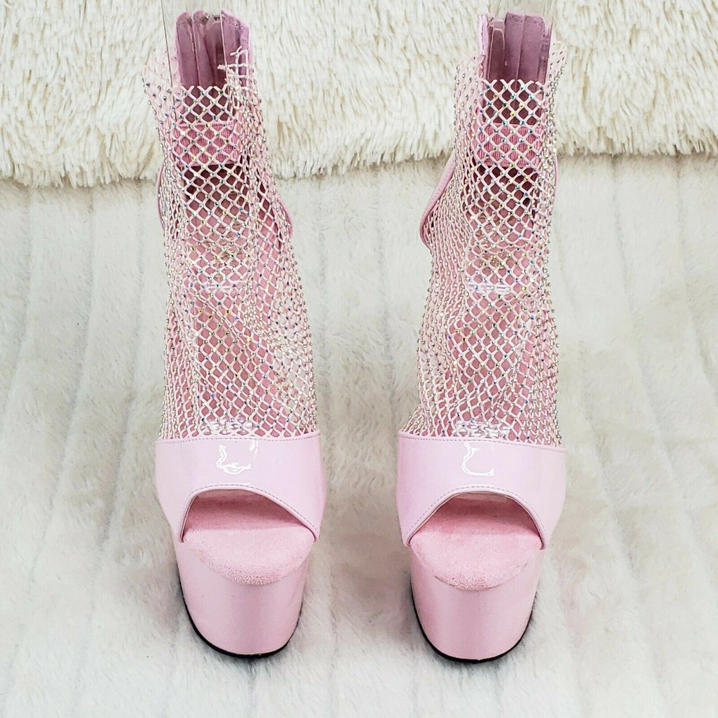 Adore 765RM Baby Pink Rhinestone Mesh Platform Sandals 7" High Heel Shoes NY - Totally Wicked Footwear