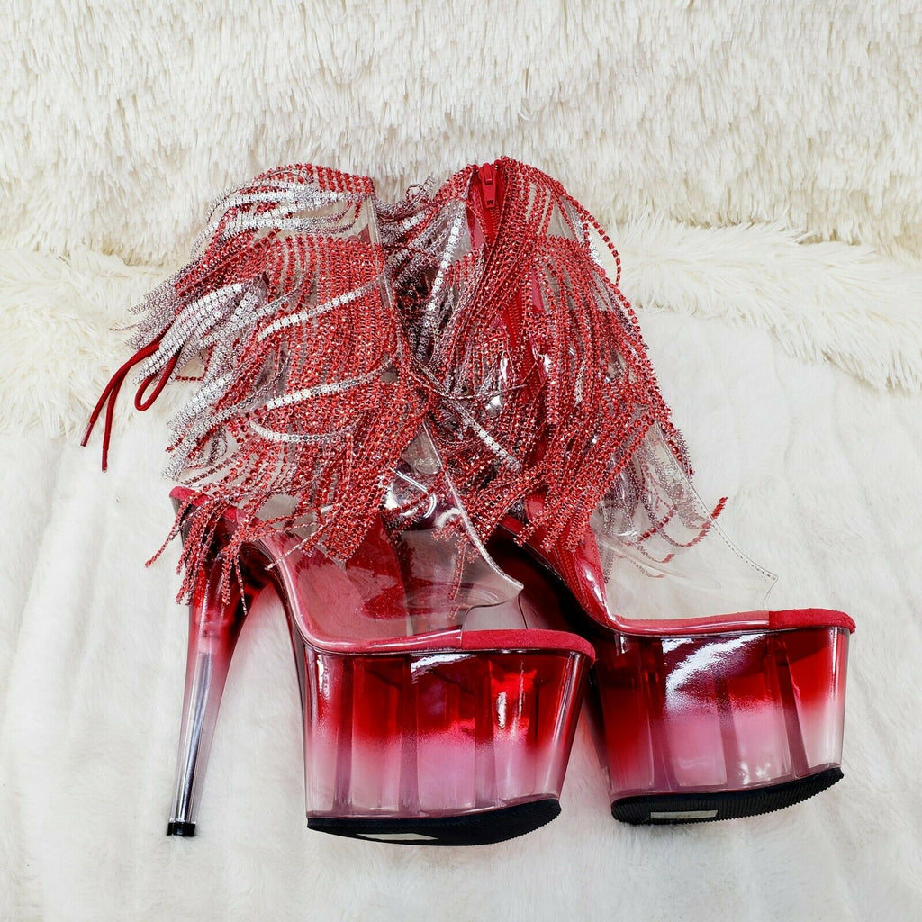Adore 1017 Red Fringe 7" Frosted Platform High Heel Ankle Boot Size 11 NY - Totally Wicked Footwear