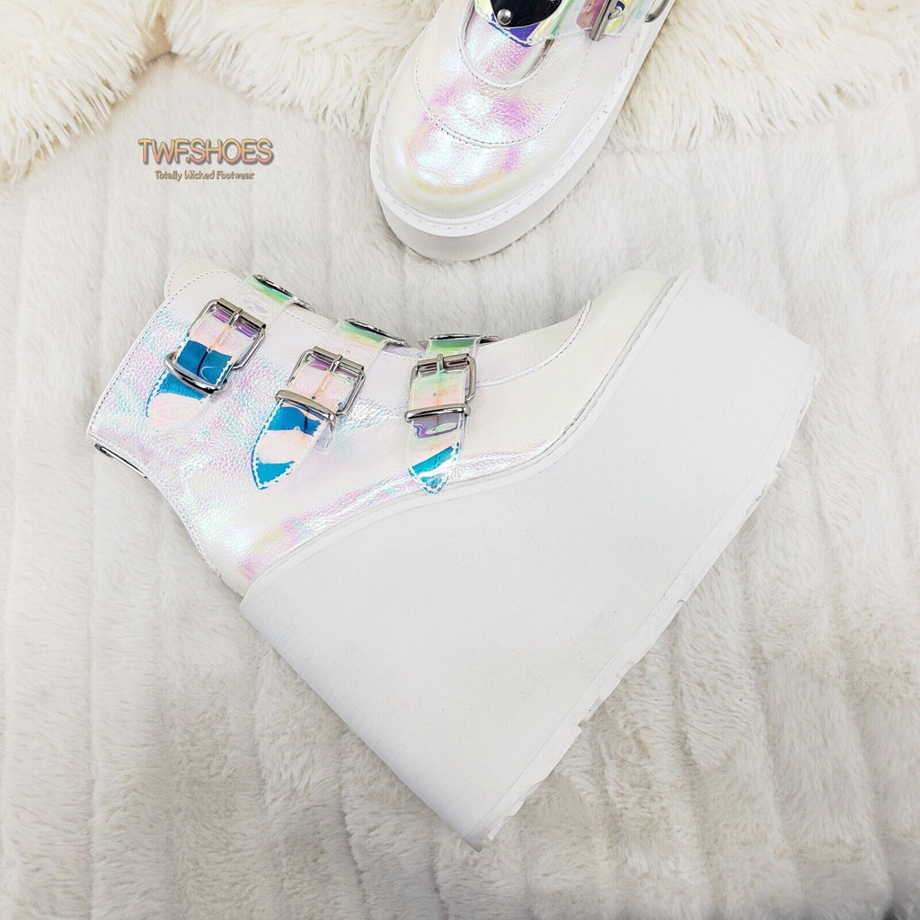 Swing 105 White Pearl Colorful Effects Ankle Boot 5.5" Platform NY DEMONIA - Totally Wicked Footwear