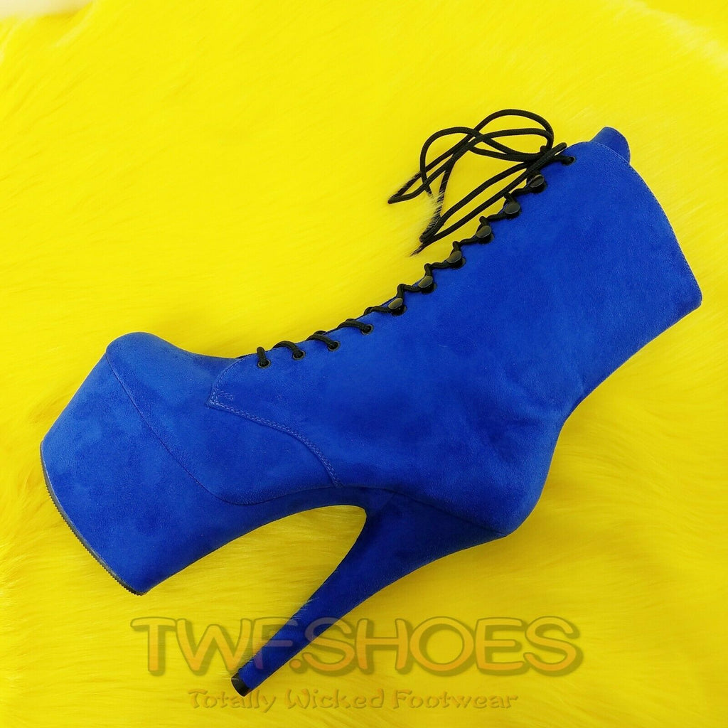 Adore 1020FS Blue Vegan Suede 7" High Heel Platform Ankle Boot Sizes 11- 14 NY - Totally Wicked Footwear