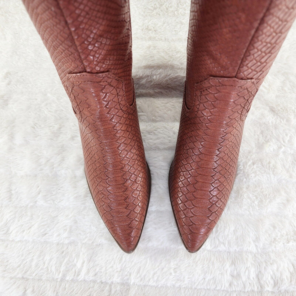 Slayer Tan Snake Cowgirl Cowboy Ankle Boots Western Block Heels US Sizes 7-11 - Totally Wicked Footwear