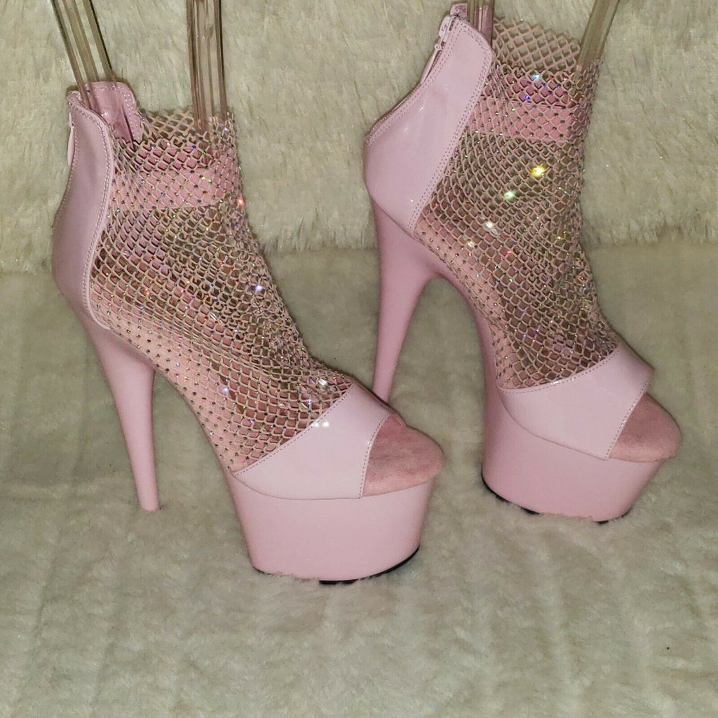 Adore 765RM Baby Pink Rhinestone Mesh Platform Sandals 7" High Heel Shoes NY - Totally Wicked Footwear
