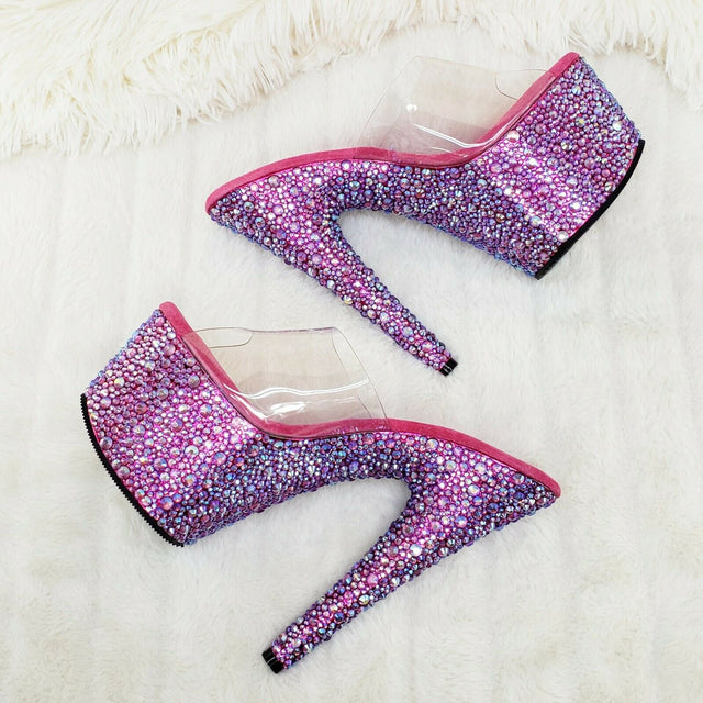 Bejeweled 701MS Iridescent Rhinestone Platform 7" High Heel Slip On Shoe Size 7 - Totally Wicked Footwear
