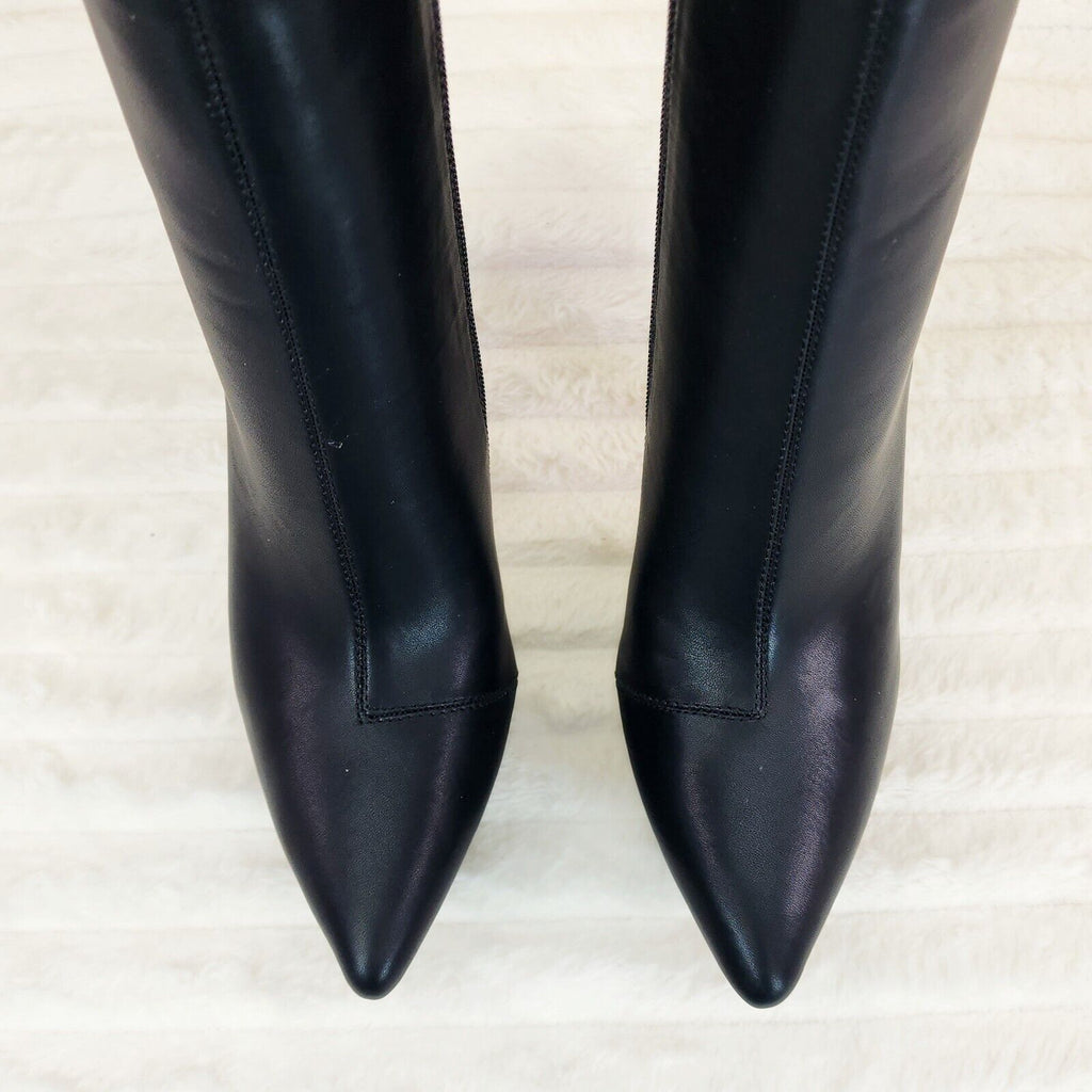 Kinder Pointy Toe Platform Stiletto Heel Ankle Boots Black Stretch - Totally Wicked Footwear