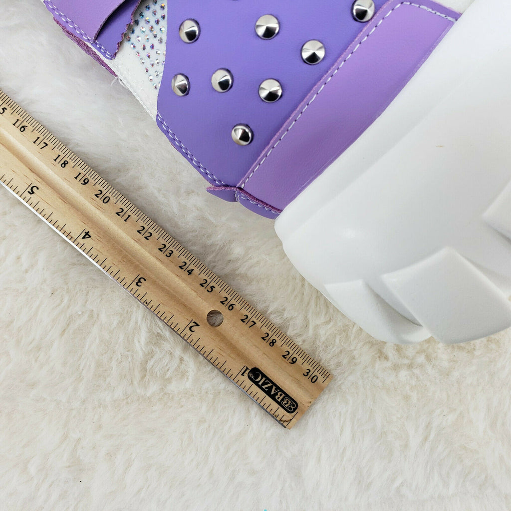 Wang Limited Lilac Purple White Platform Sneaker Knee Boots Hidden Wedge Heels - Totally Wicked Footwear