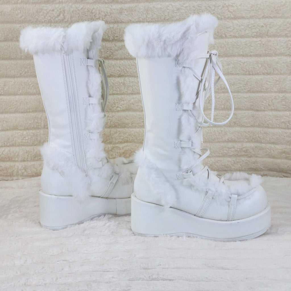 311 Cub Stomper White Mammoth Platform Goth Punk Knee Boots NY Restock - Totally Wicked Footwear