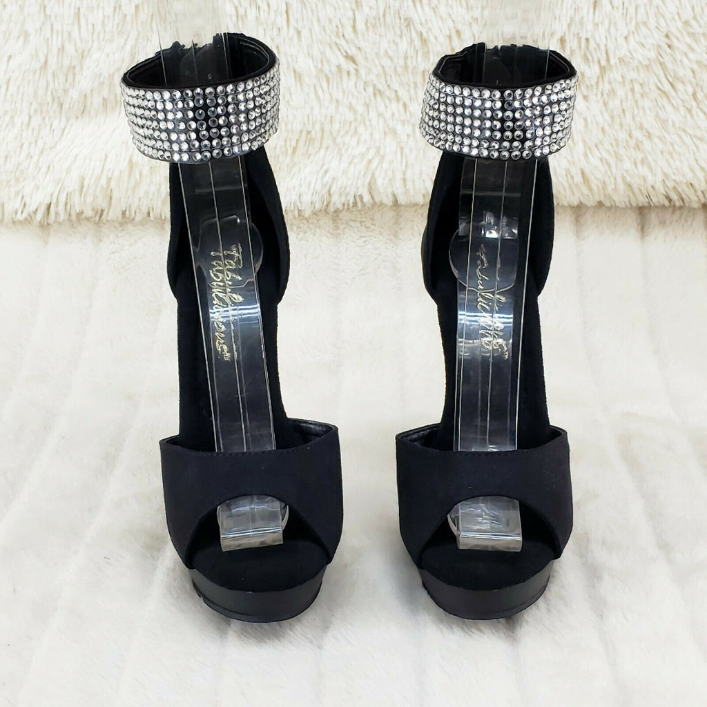 Sultry 625 Black Faux Suede 6" High Heels Platform Sandal Shoes NY - Totally Wicked Footwear