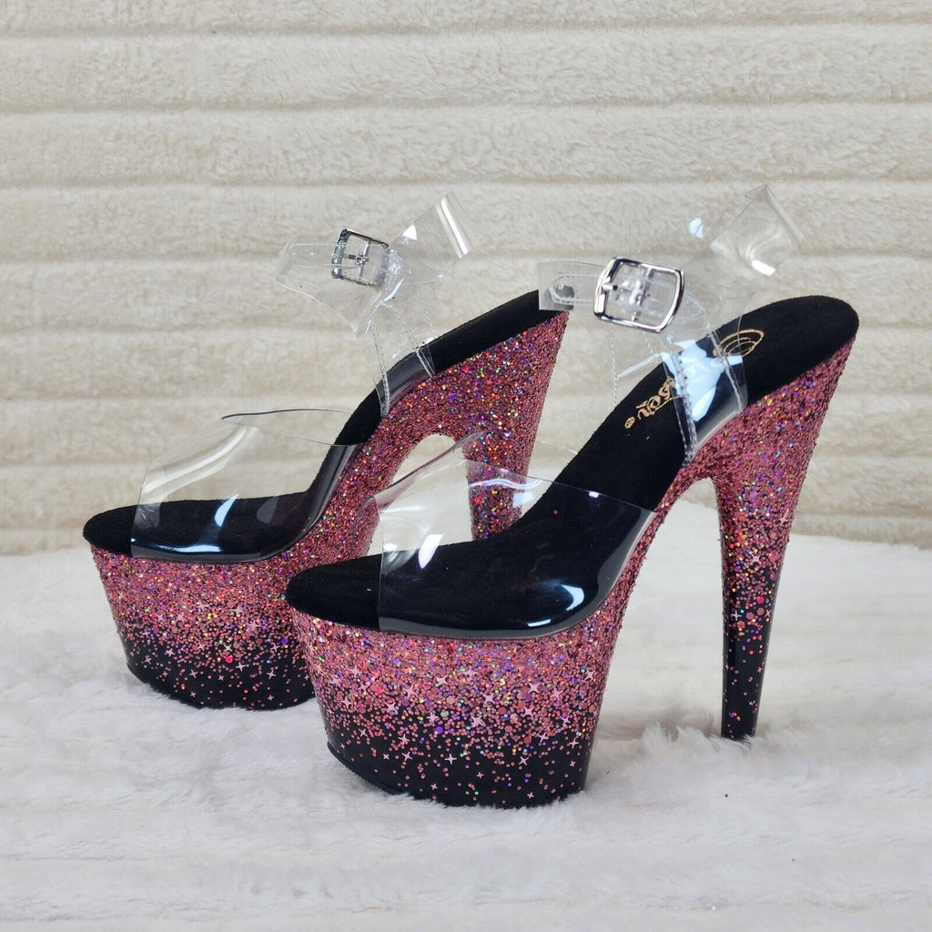 Adore 708SS Pink Hologram Ombre Platform Shoes Sandals 7" High Heel Shoes NY - Totally Wicked Footwear