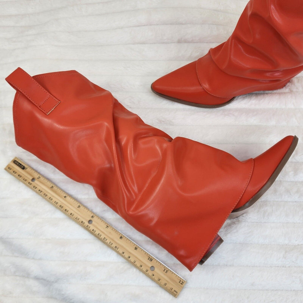 Humbled Orange Skirted Fold Over Western Cowgirl Boots - Totally Wicked Footwear