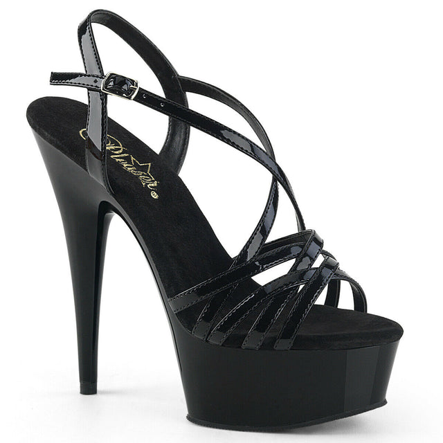 Delight 613 Black Patent 6" High Heels Platform Sandal Shoe Size 6 NY - Totally Wicked Footwear