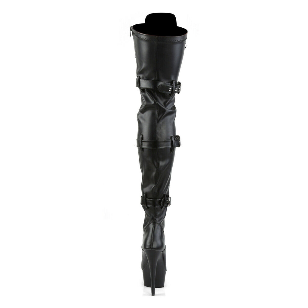 Delight 3028 Triple Buckle Thigh High Platform Torment Boot Black Sizes 7-14 NY - Totally Wicked Footwear