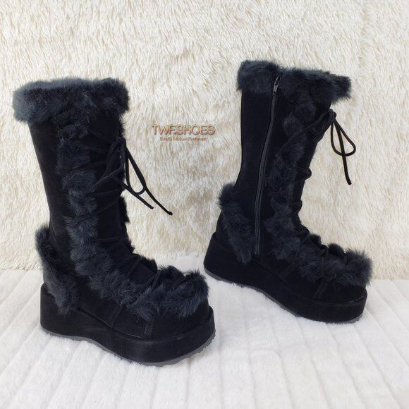 Club Stomper Black Mammoth Platform Goth Punk Knee Boots NY Restock - Totally Wicked Footwear