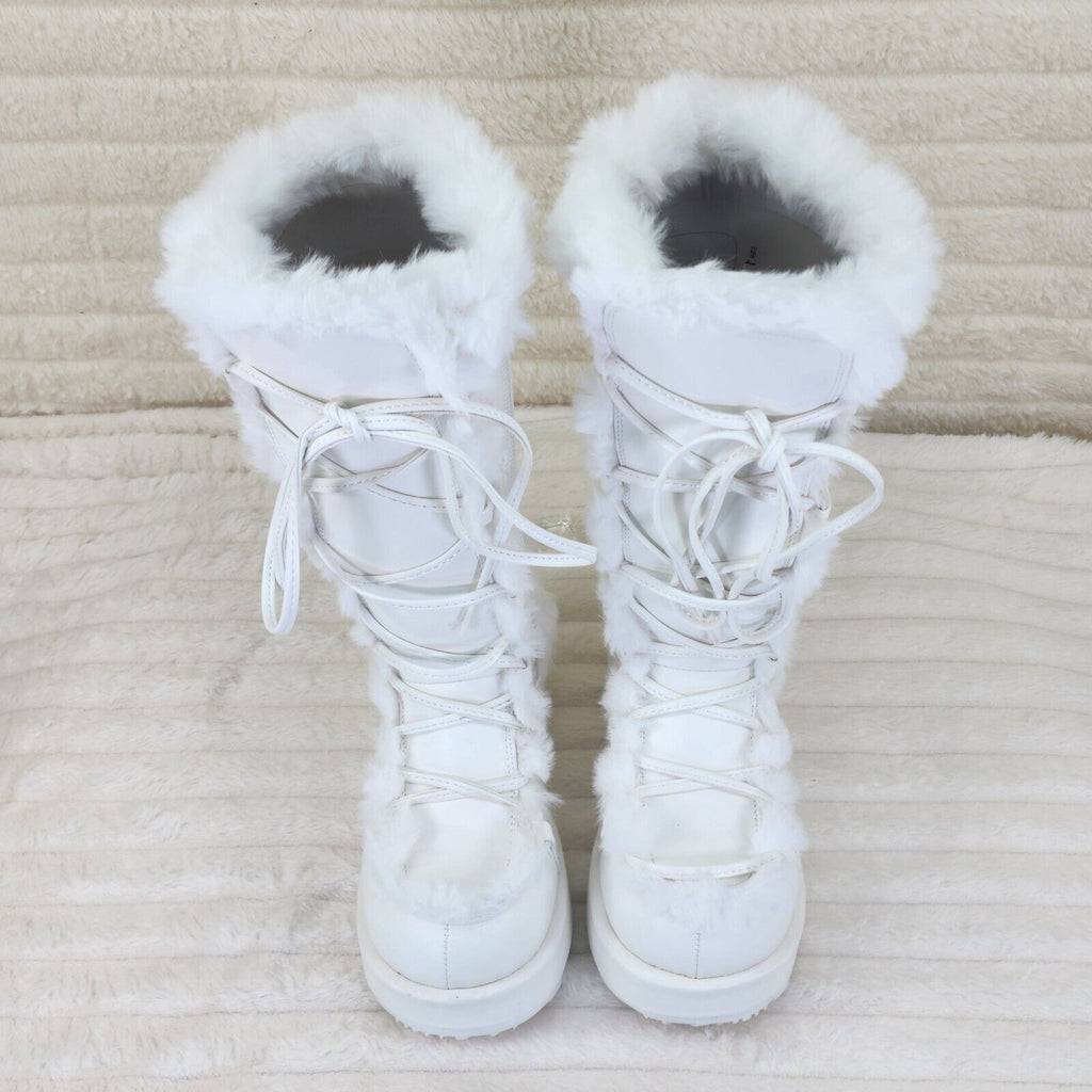 311 Cub Stomper White Mammoth Platform Goth Punk Knee Boots NY Restock - Totally Wicked Footwear