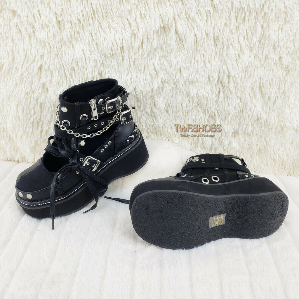Emily 317 Black Matte Canvas Platform Cut Out Ankle Boot 6-12 NY RESTOCKED - Totally Wicked Footwear