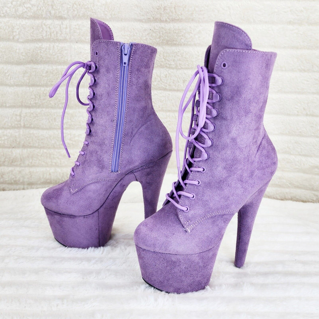 Adore 1020FS Lavender Lilac Purple Faux Suede  7" Heel Platform Ankle Boots NY - Totally Wicked Footwear