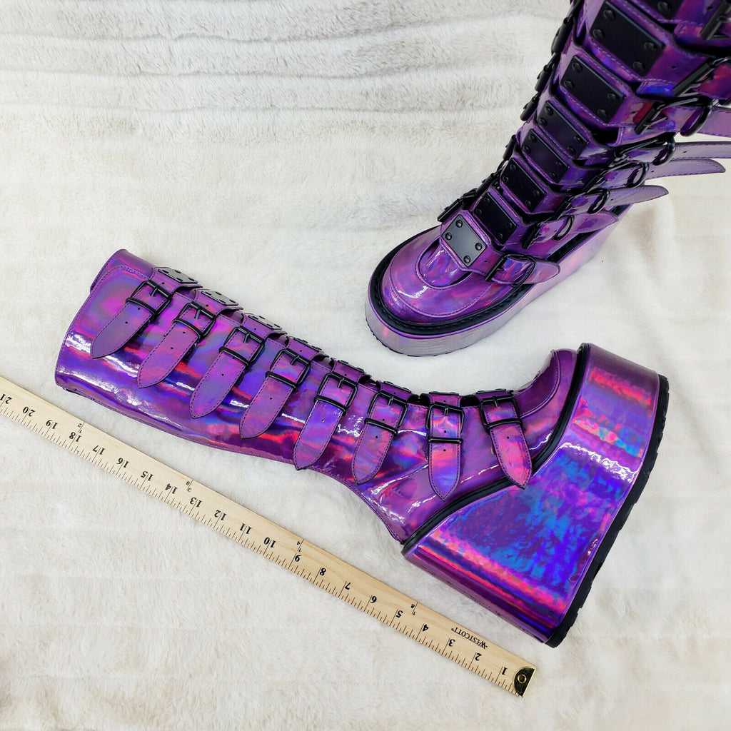Swing 815 Purple hologram Goth Punk Knee Boot 5.5" Platform In House - Totally Wicked Footwear