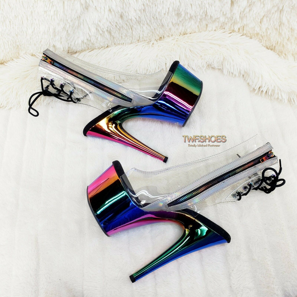 Adore 1018RC Rainbow Chromed 7" Platform Heel Ankle Boots US Size 6 NY - Totally Wicked Footwear