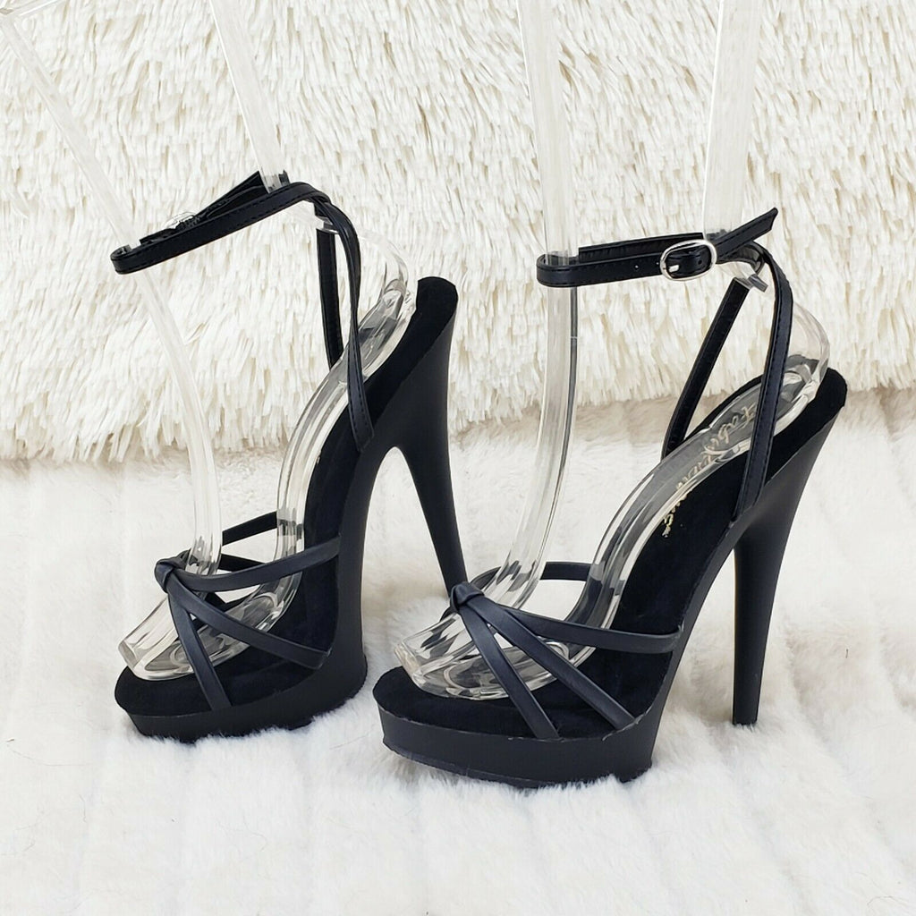 Sultry 638 Black Matte 6" High Heels Strappy Platform Sandal Shoes NY - Totally Wicked Footwear