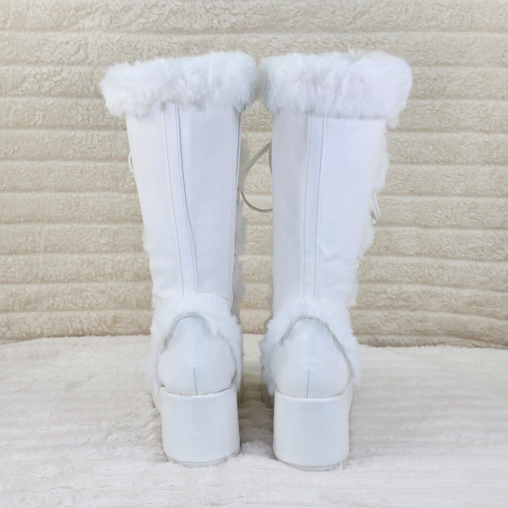 311 Cub Stomper White Mammoth Platform Goth Punk Knee Boots NY Restock - Totally Wicked Footwear