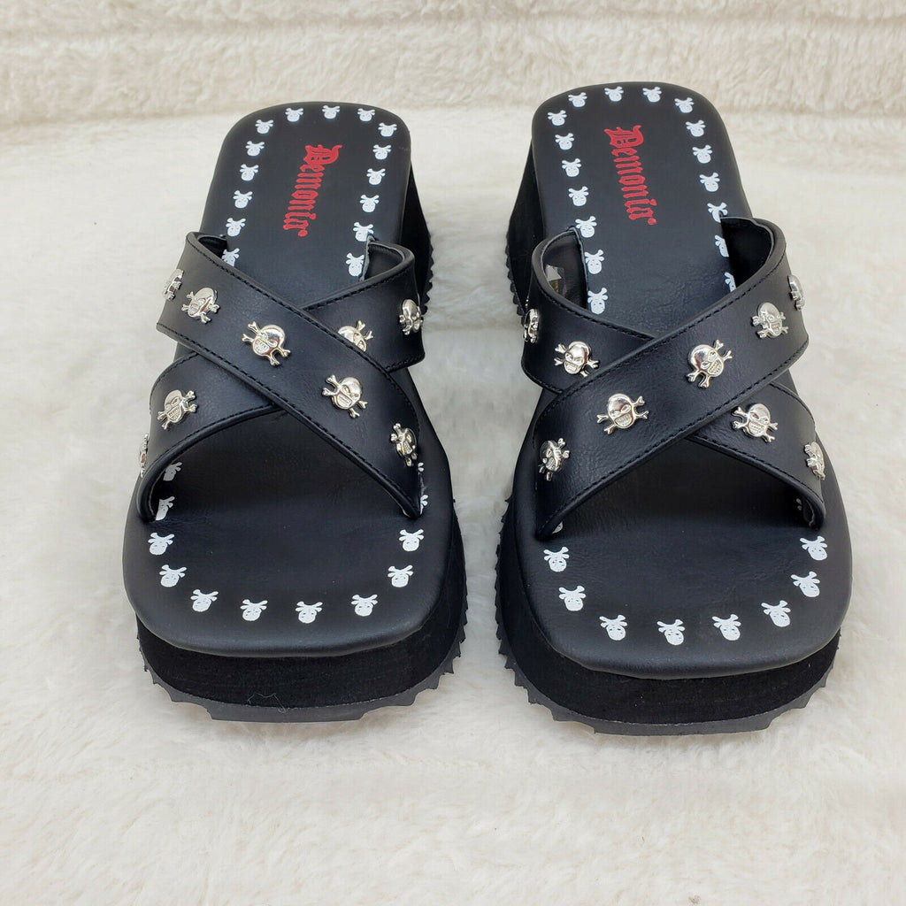 Flip Demonia Goth Slip On Sandals With Skull Studs In House Stock NY 8-12 - Totally Wicked Footwear