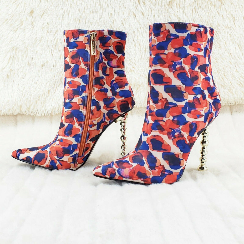 5" Geo Deco High Heel Multi Color Print Pointy Toe Ankle Boots Shawna - Totally Wicked Footwear