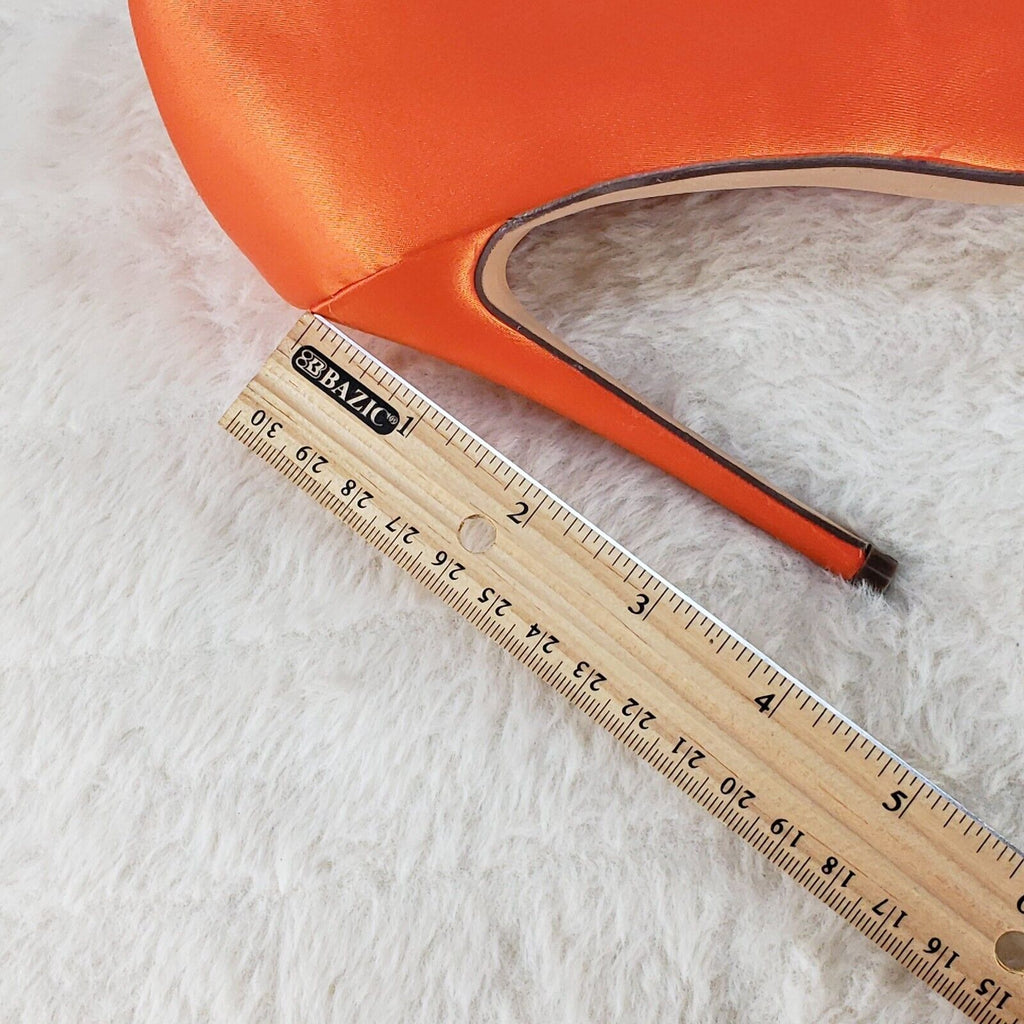 Fabulous Orange Satin Pointy Toe n High Heel Pumps 7-11 - Totally Wicked Footwear
