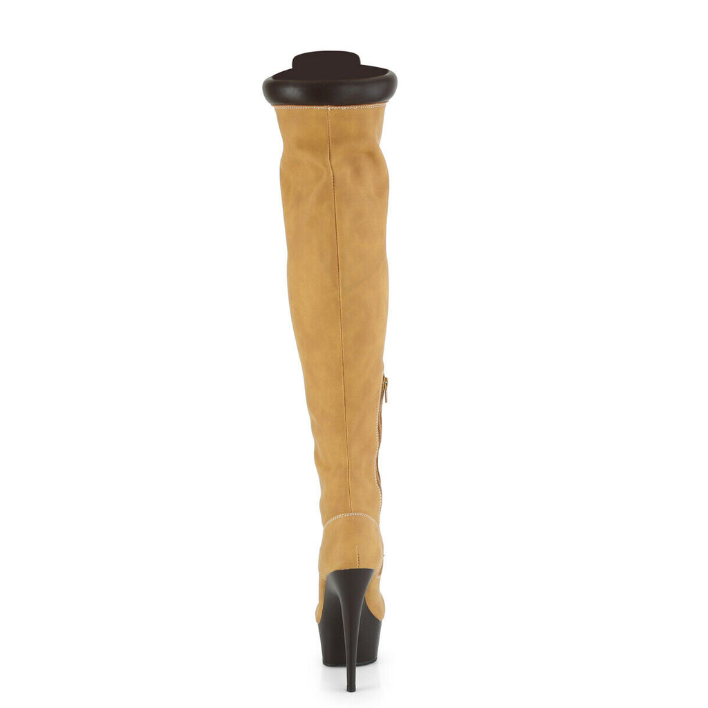 Delight 3000TL Nubuck Lace Up Platform Thigh High Boots 6" High Heels NY - Totally Wicked Footwear