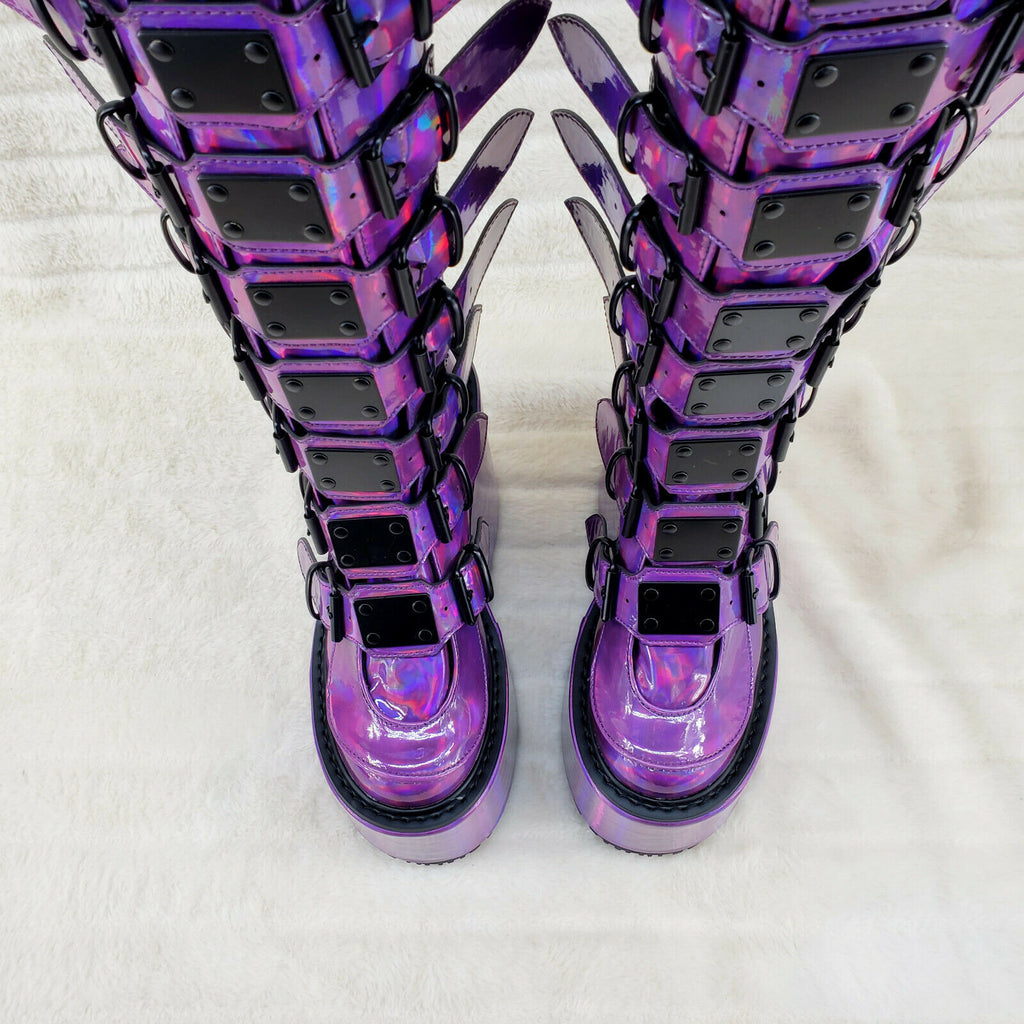 Swing 815 Purple hologram Goth Punk Knee Boot 5.5" Platform In House - Totally Wicked Footwear