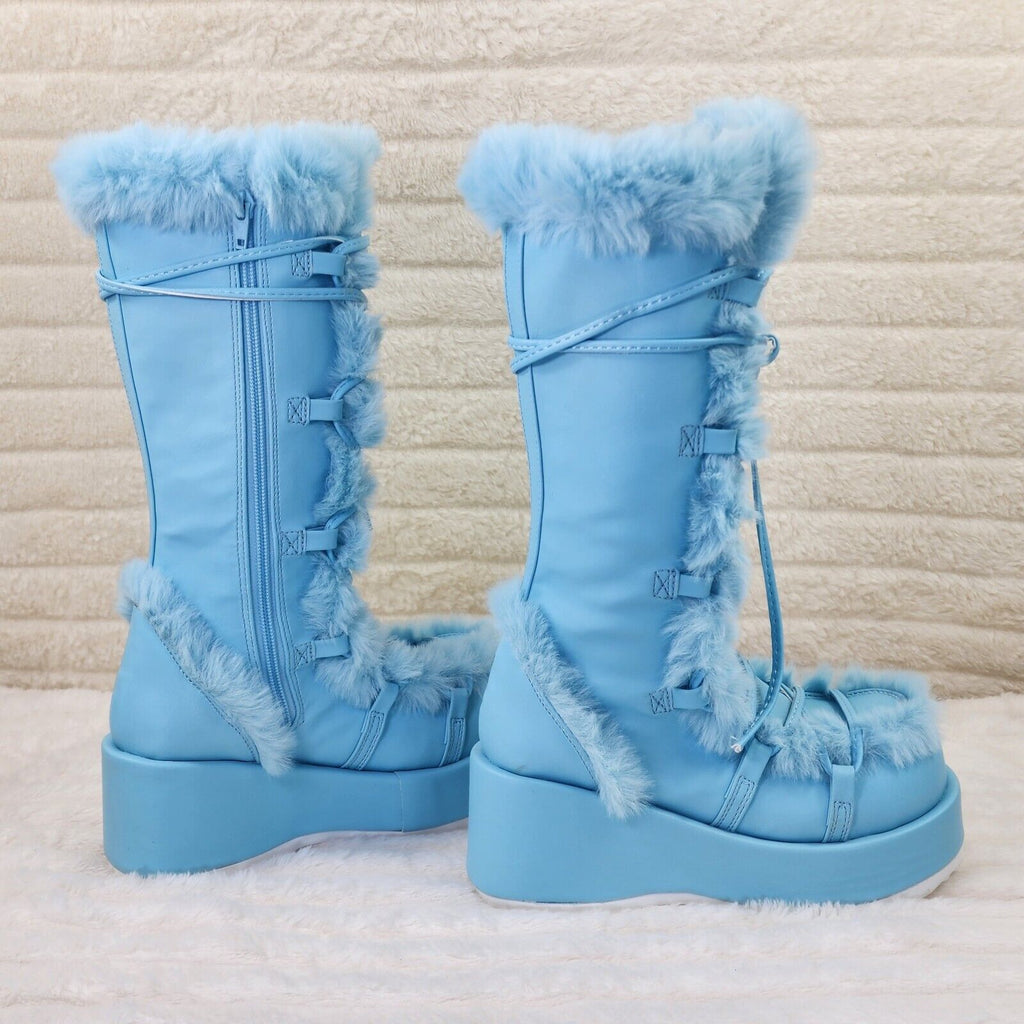 311 Cub Stomper Baby Blue Mammoth Platform Goth Punk Knee Boots NY Restock - Totally Wicked Footwear