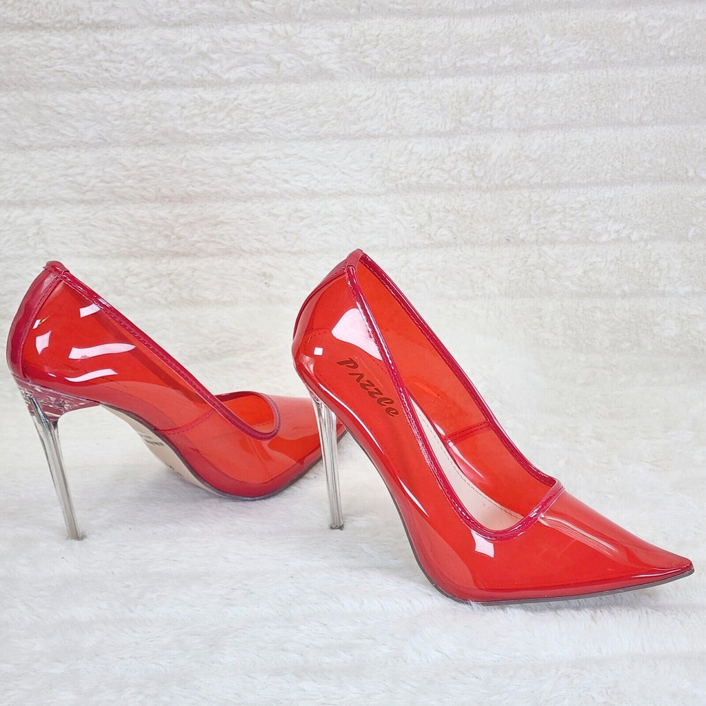 PVC Jelly Translucent High Heel Pointy Toe Stiletto Pumps Shoes Red Baker - Totally Wicked Footwear