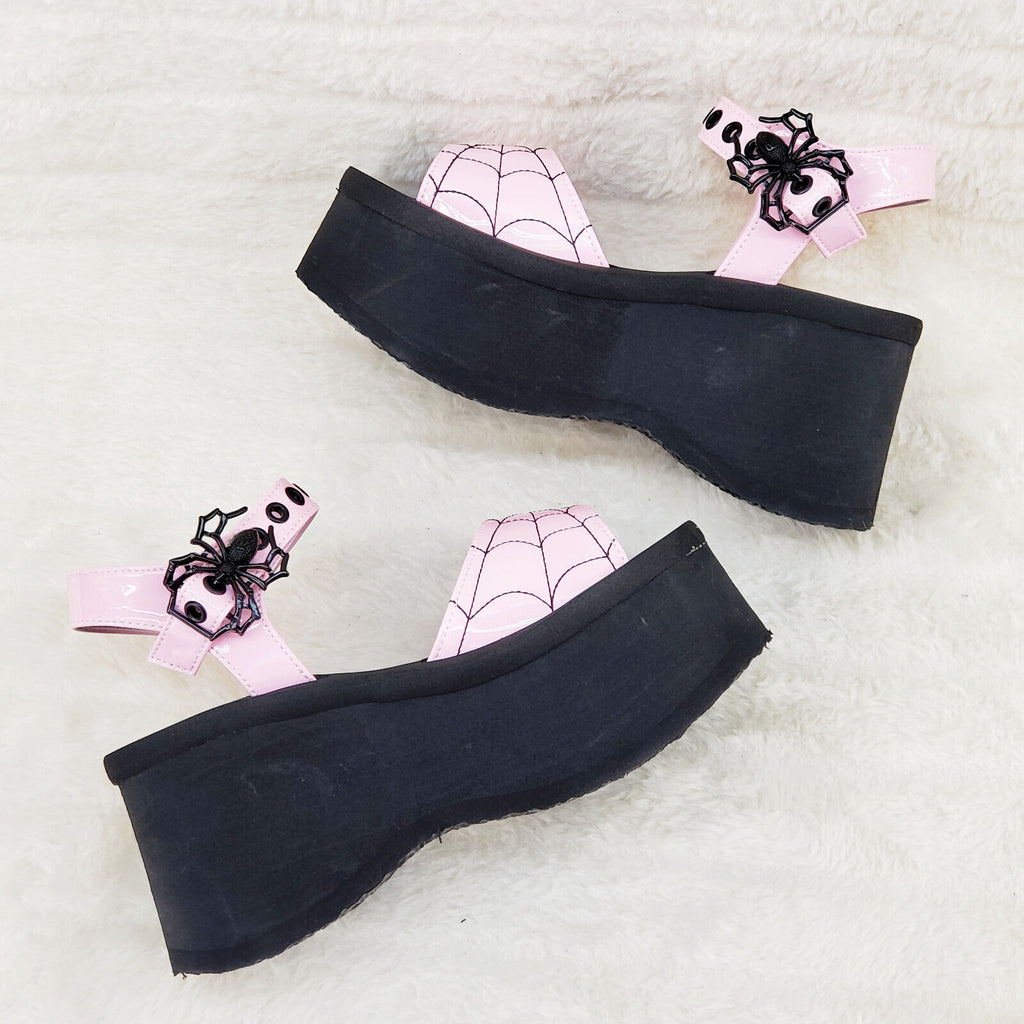 Funn Platform Goth Spider Web Sandals Ankle Strap Wedge Shoes Pink In House - Totally Wicked Footwear