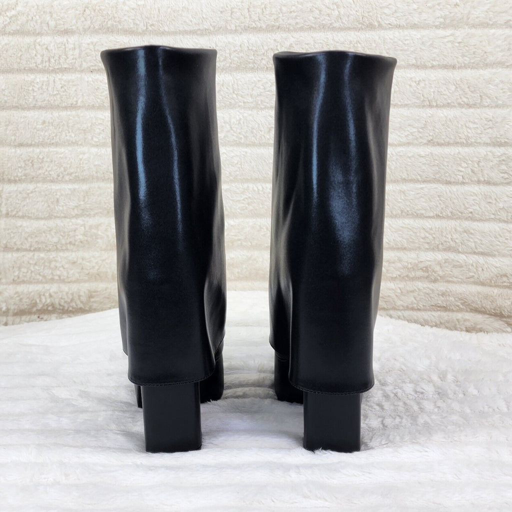 Riches Black Skirted Chunky Heel Pull On Platform Boots - Totally Wicked Footwear