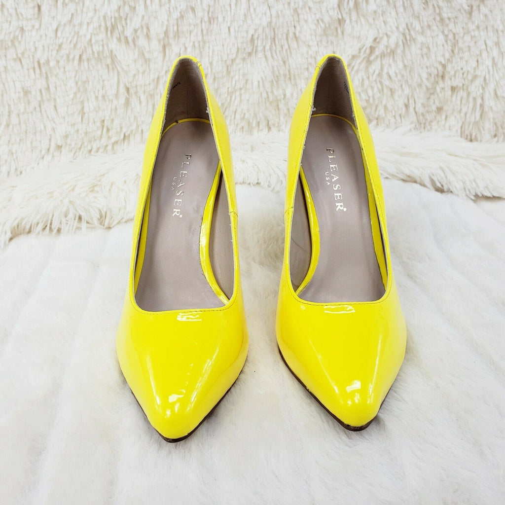 Amuse 20 Neon Yellow Patent 5" High Heel Shoes Pumps NY - Totally Wicked Footwear