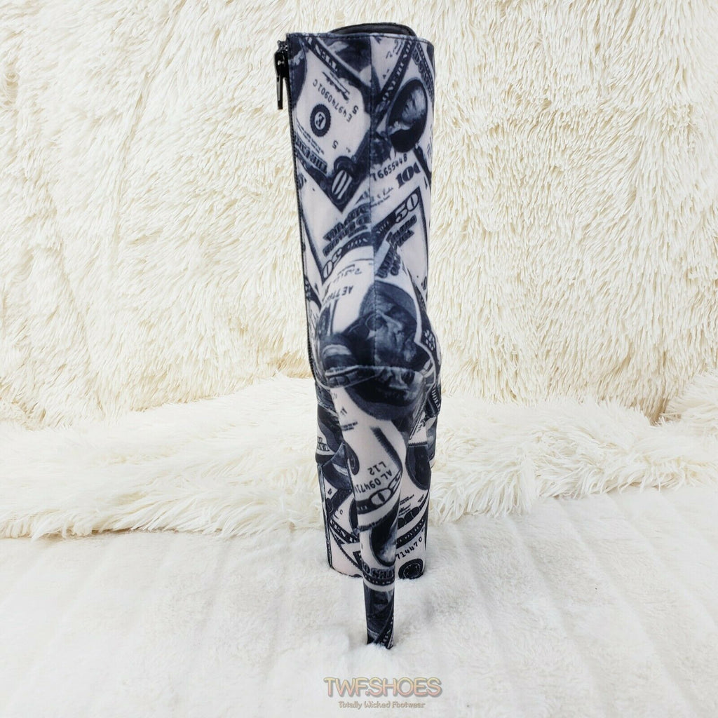 Adore 1020DP Money Print Platform 7" High Heel Lace Up Ankle Boots 6-12 NY - Totally Wicked Footwear