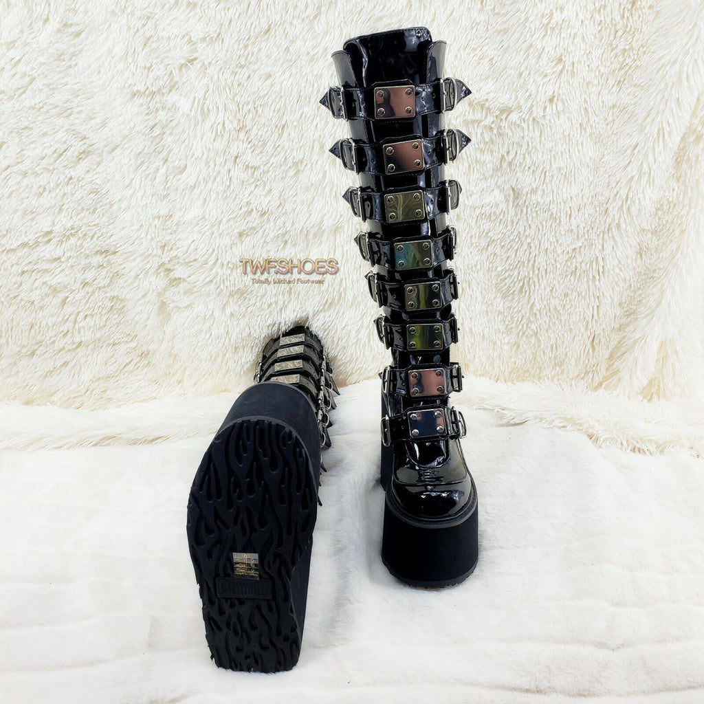 Swing 815WC Black Patent Wide Calf Goth Punk Rave Knee Boot 5.5" Platform NY - Totally Wicked Footwear