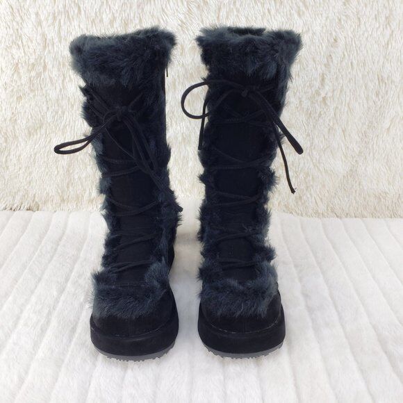 Club Stomper Black Mammoth Platform Goth Punk Knee Boots NY Restock - Totally Wicked Footwear