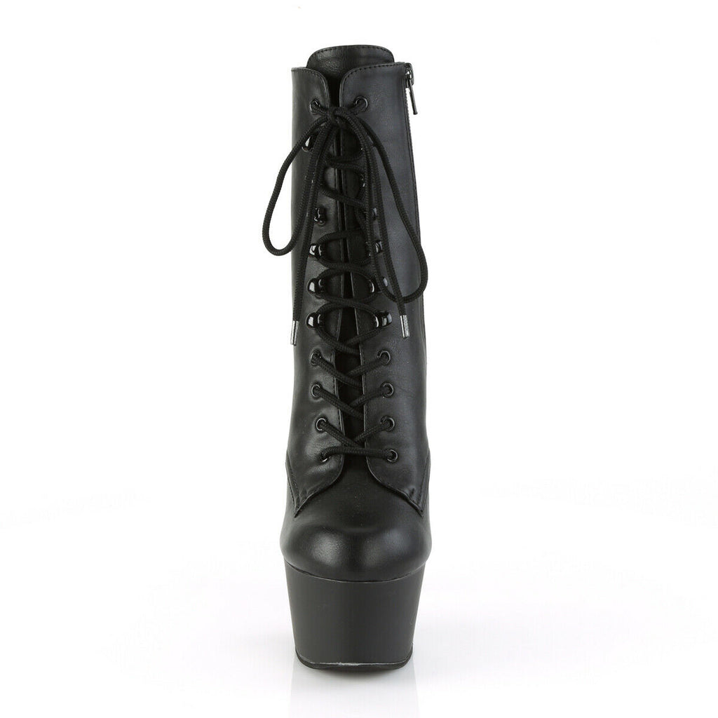 NY Aspire 1020 Black Matte Lace Up  6" High Heel Platform Ankle Boot Size 7 - Totally Wicked Footwear
