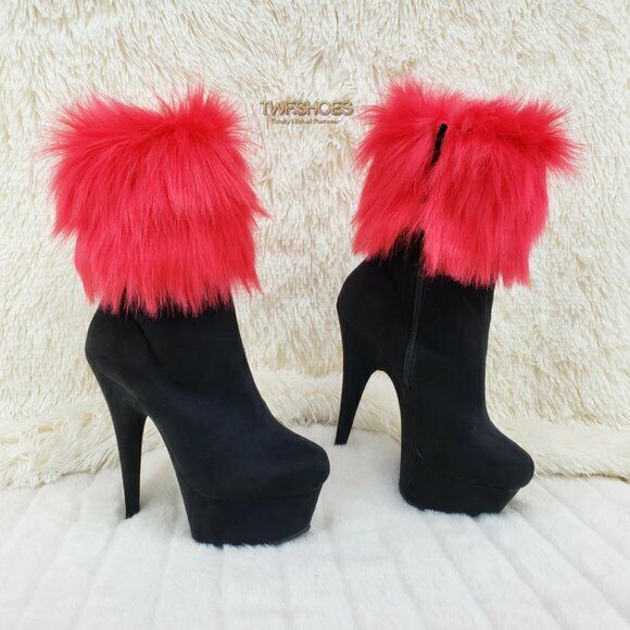 Delight 1000 Interchangeable Fur Collar Ankle Boots 6" High Heels In Stock NY - Totally Wicked Footwear
