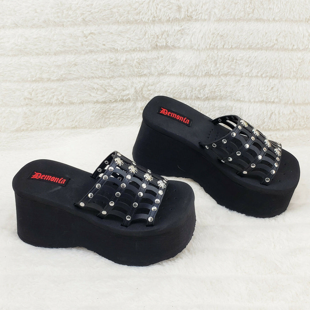 Funn Platform Goth Cut Out Web Sandals Spider Studs Slip On Shoes In House - Totally Wicked Footwear