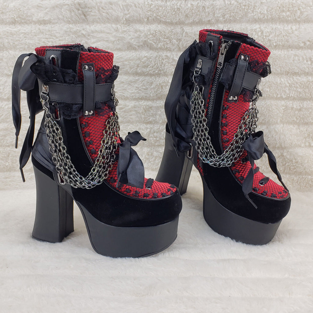 Charade 110 Goth Lolita Chain Chunky Platform Punk Ankle Boots IN HOUSE - Totally Wicked Footwear