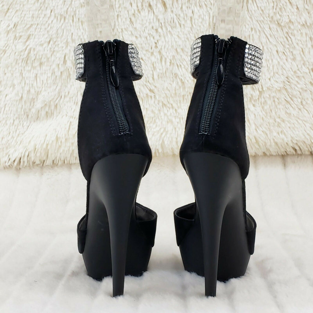 Sultry 625 Black Faux Suede 6" High Heels Platform Sandal Shoes NY - Totally Wicked Footwear