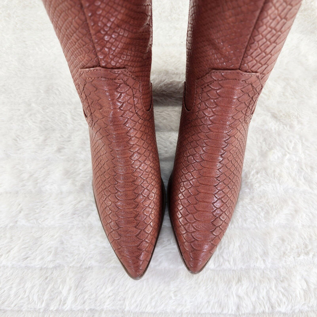 Slayer Tan Snake Cowgirl Cowboy Ankle Boots Western Block Heels US Sizes 7-11 - Totally Wicked Footwear